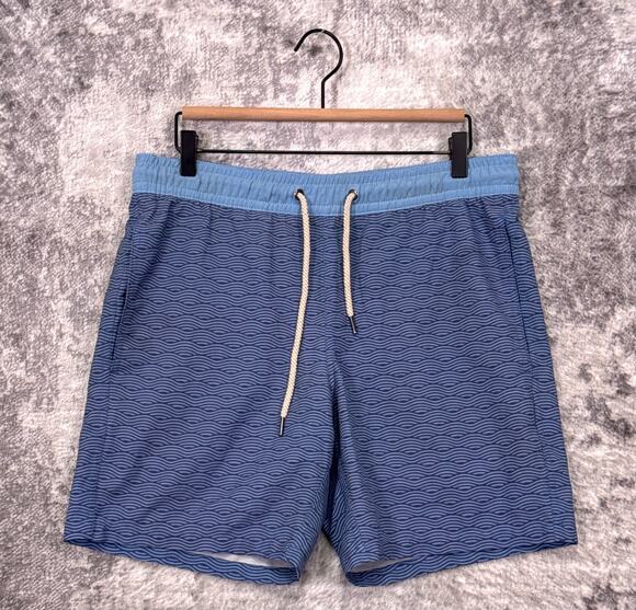 Fair Harbor Other - Fair Harbor Bayberry Trunks Small Mens Blue Waves Print Drawstring Waist Lined